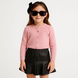 MNG Faux Leather Skirt Girls 5/6 Mini Ruffle Y2K Coquette Fall Layering Rare